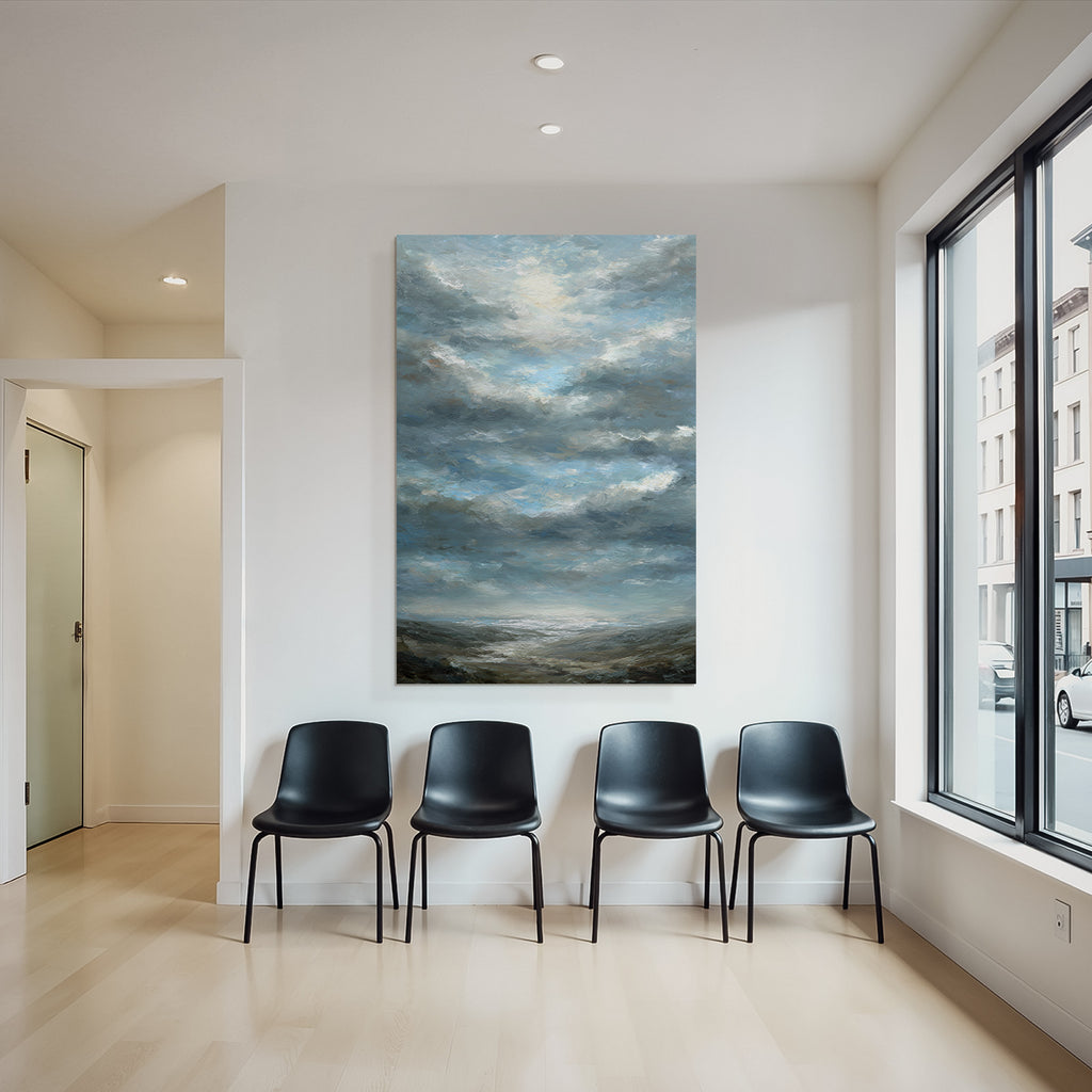 Dramatischer Himmel Mit Wolken Über Texturierter Landschaft