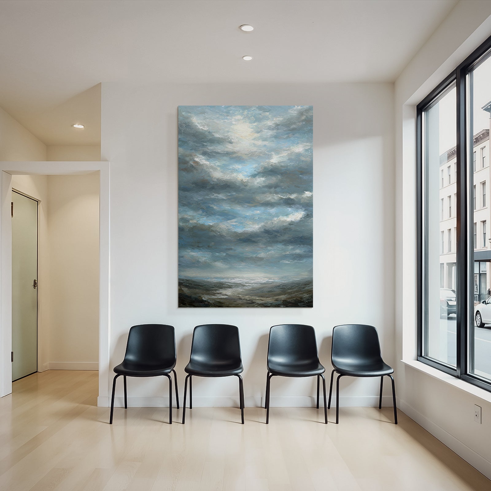 Dramatischer Himmel Mit Wolken Über Texturierter Landschaft