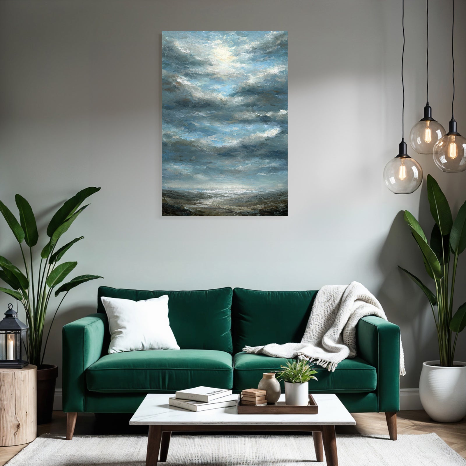 Dramatischer Himmel Mit Wolken Über Texturierter Landschaft