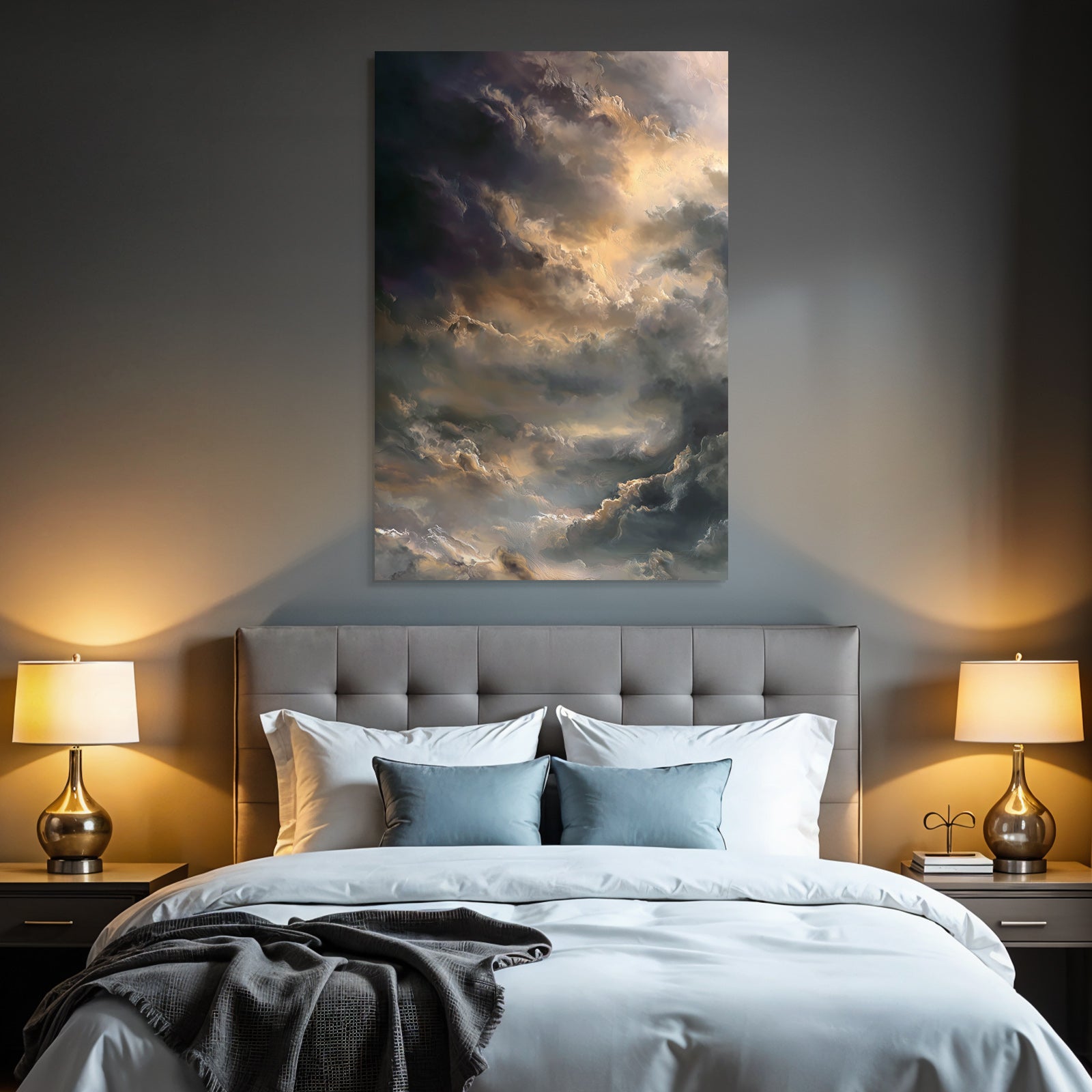 Dramatischer Himmel Mit Wolkenschleiern Und Lichtspiel