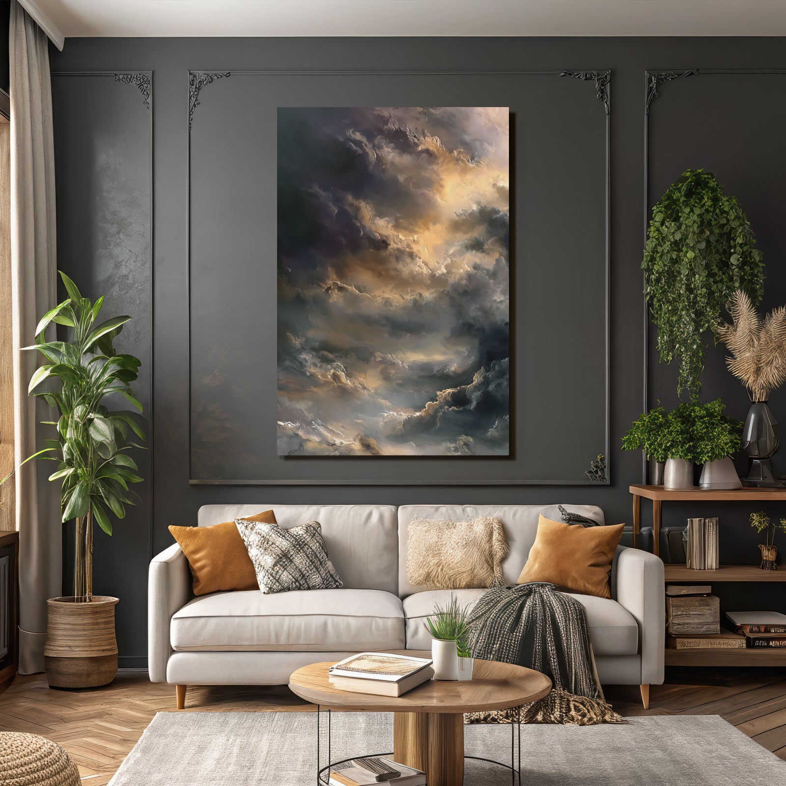 Dramatischer Himmel Mit Wolkenschleiern Und Lichtspiel