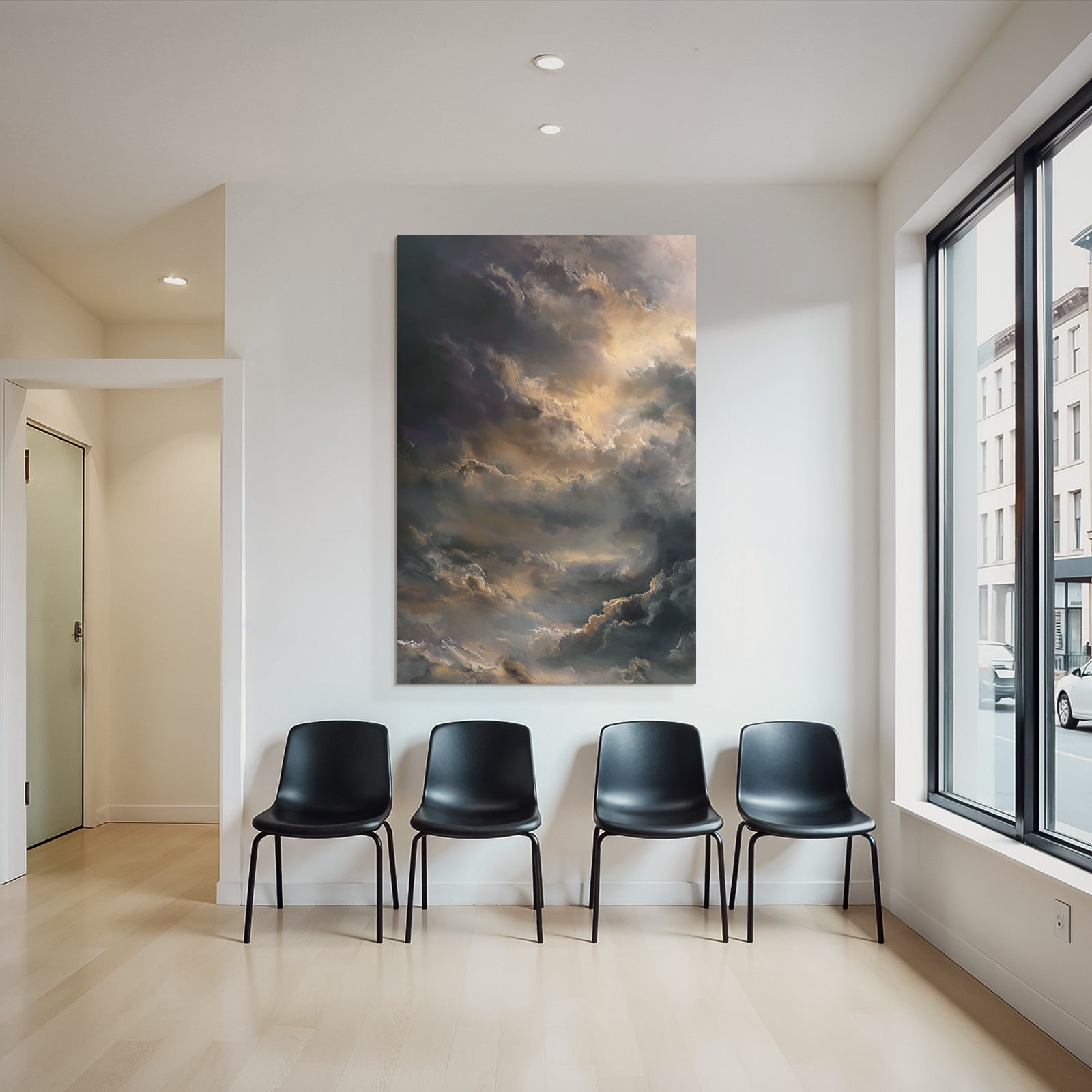Dramatischer Himmel Mit Wolkenschleiern Und Lichtspiel