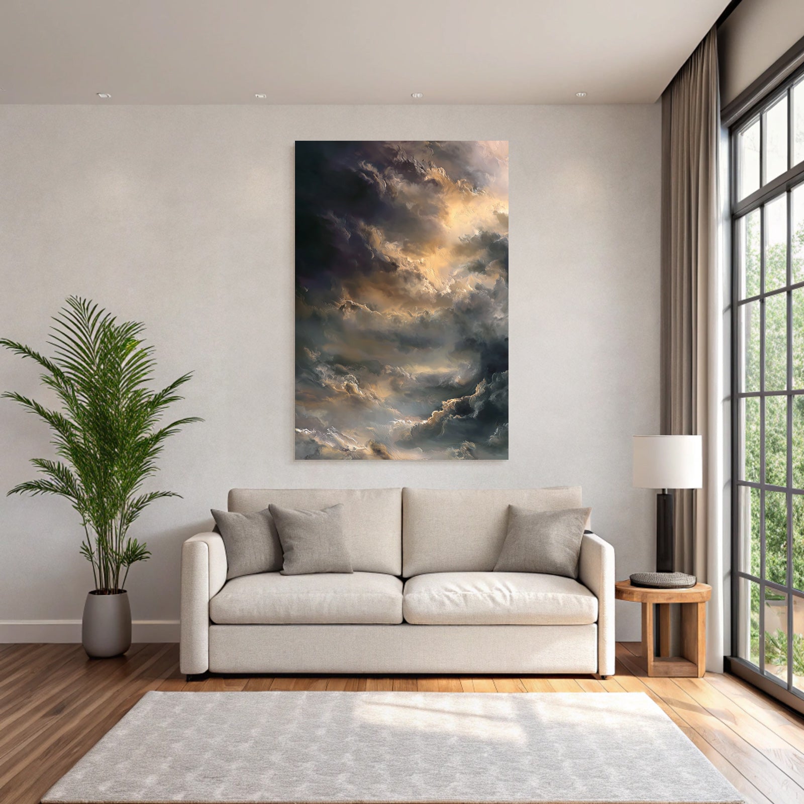 Dramatischer Himmel Mit Wolkenschleiern Und Lichtspiel