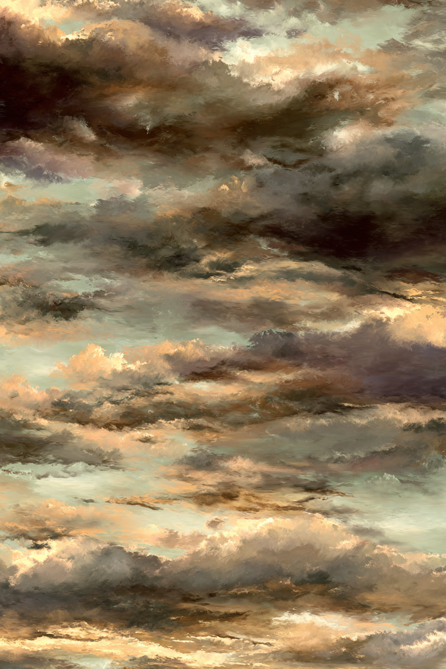 Dramatischer Wolkenhimmel Bei Sonnenuntergang In Orangen Und Brauntönen Mit Türkisen Akzenten | Himmel und Wolken | Natur