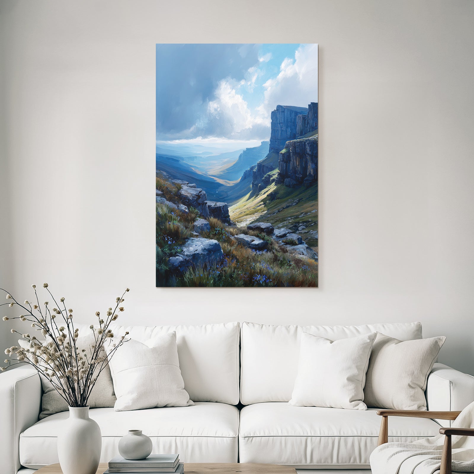 Malerische Landschaft Mit Tiefem Tal Und Blumenwiese