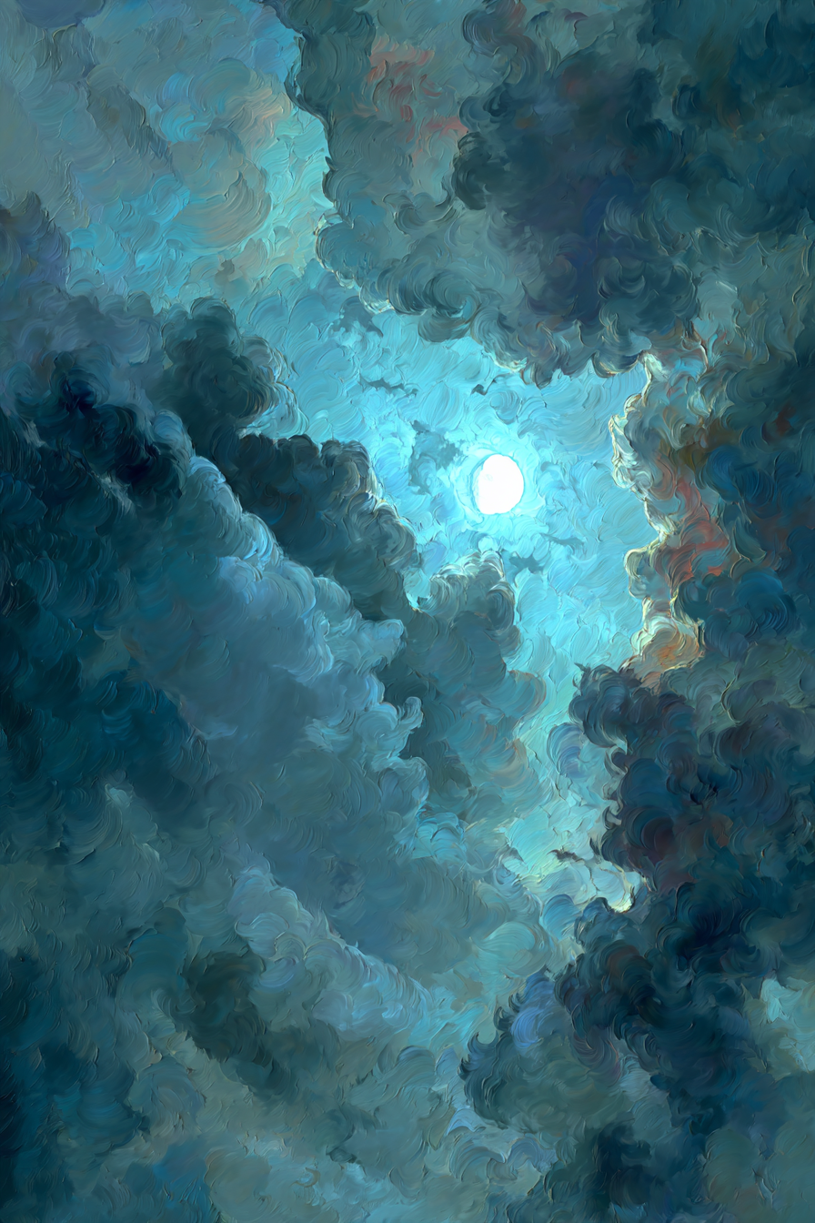 Mystische Himmelstimmung Mit Leuchtender Sonne Hinter Wolken | Himmel und Wolken | Natur