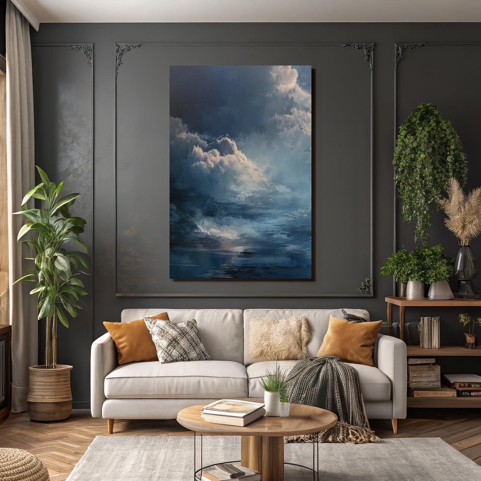 Ruhige Meerlandschaft Unter Wolkenhimmel