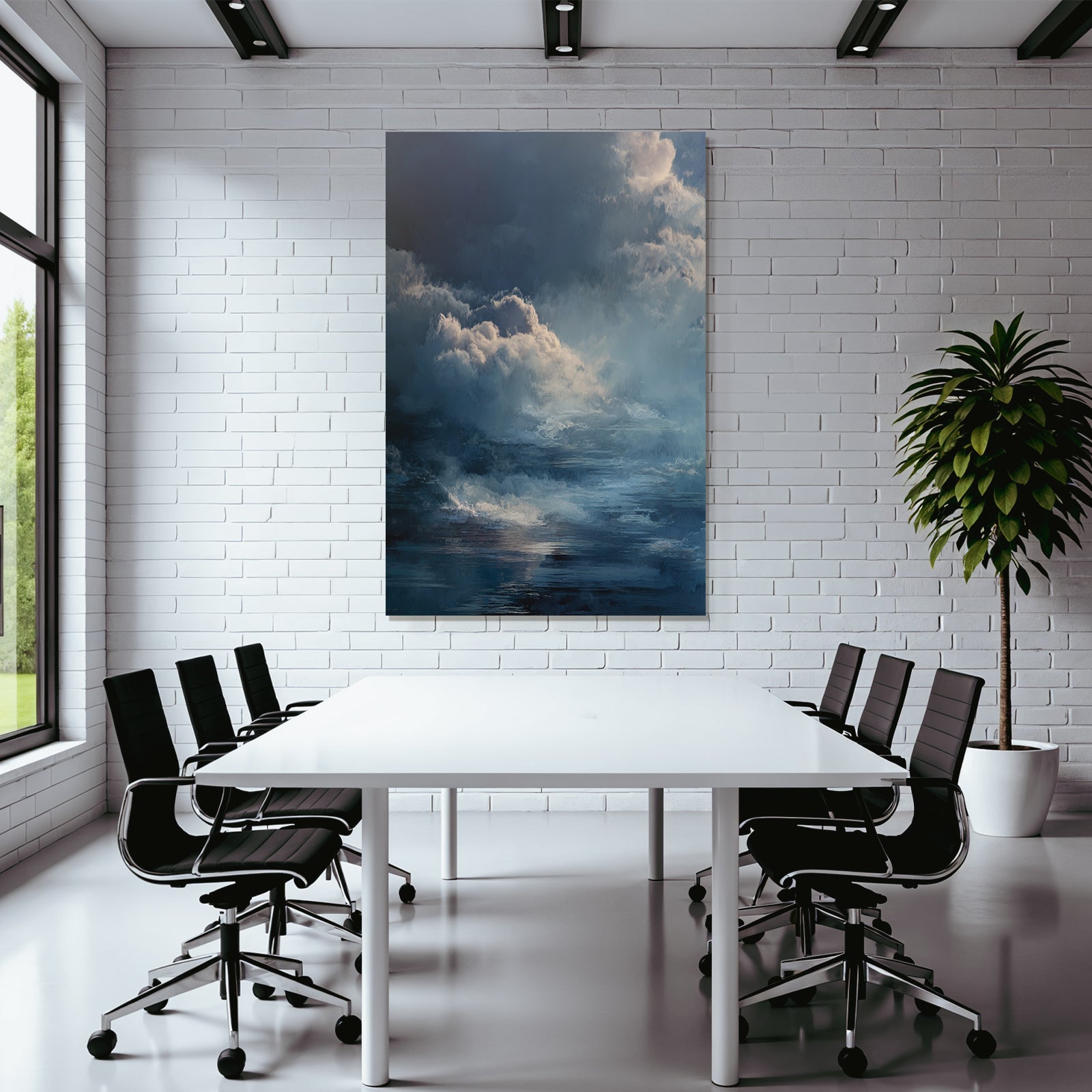 Ruhige Meerlandschaft Unter Wolkenhimmel