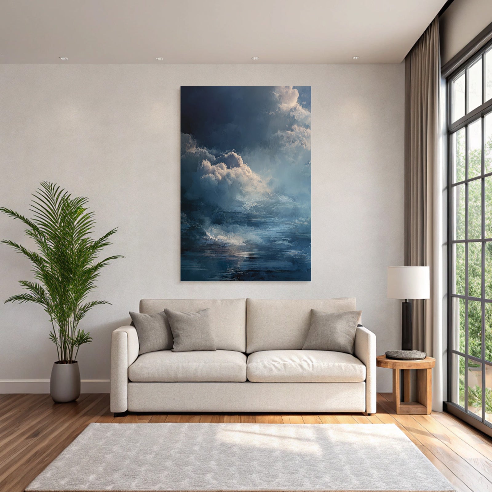 Ruhige Meerlandschaft Unter Wolkenhimmel