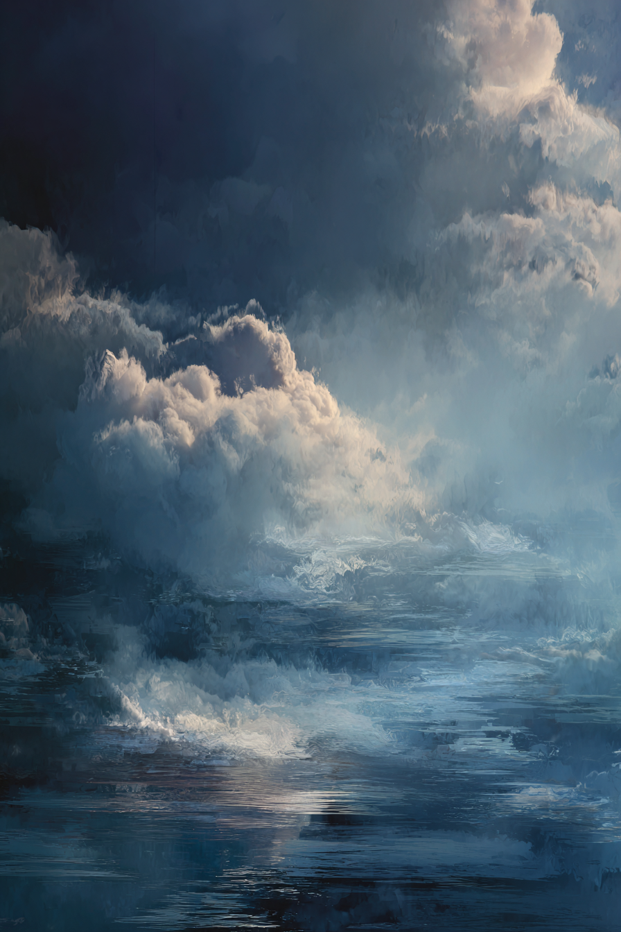 Ruhige Meerlandschaft Unter Wolkenhimmel | Himmel und Wolken | Natur