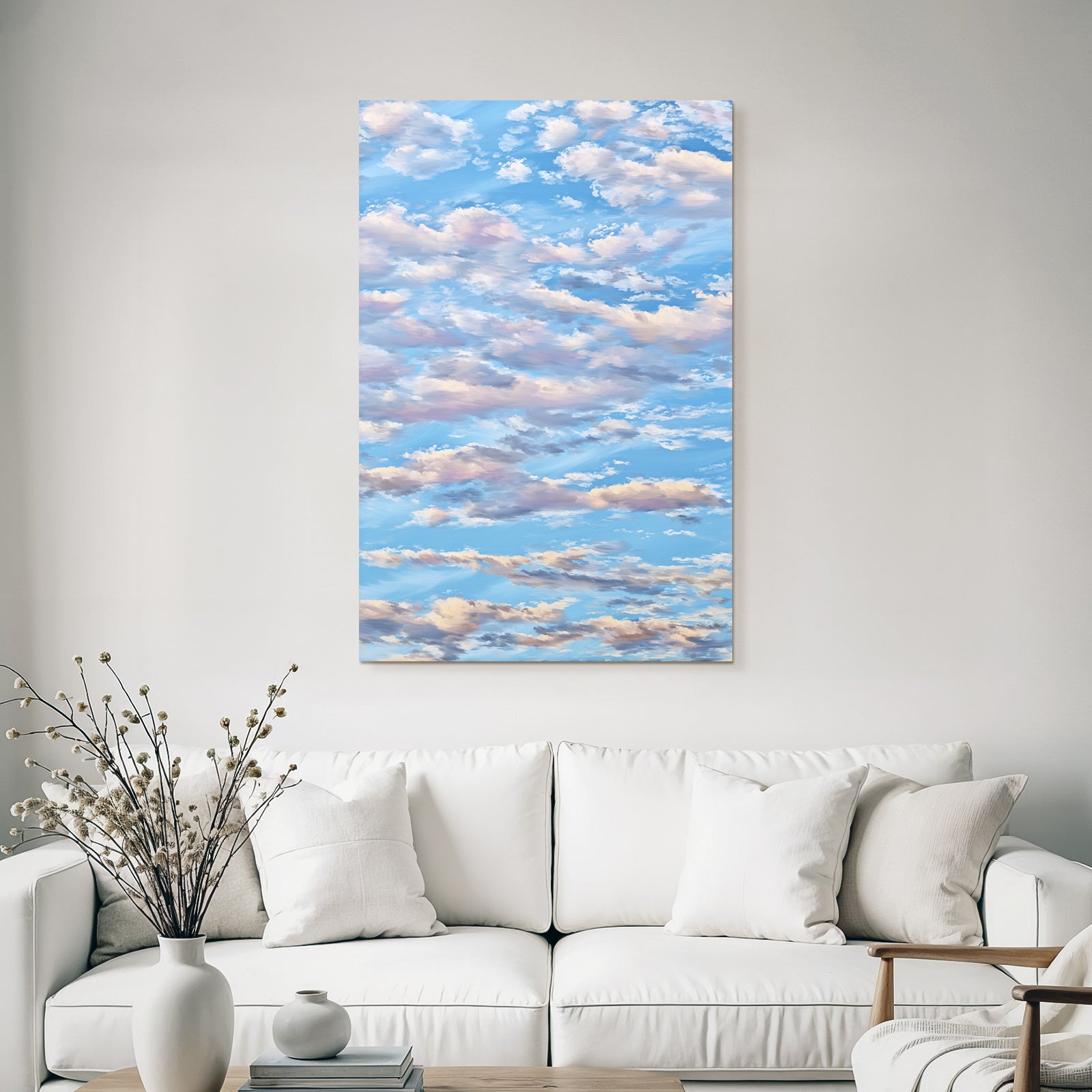 Sanfter Blaür Himmel Mit Bewegten Wolken