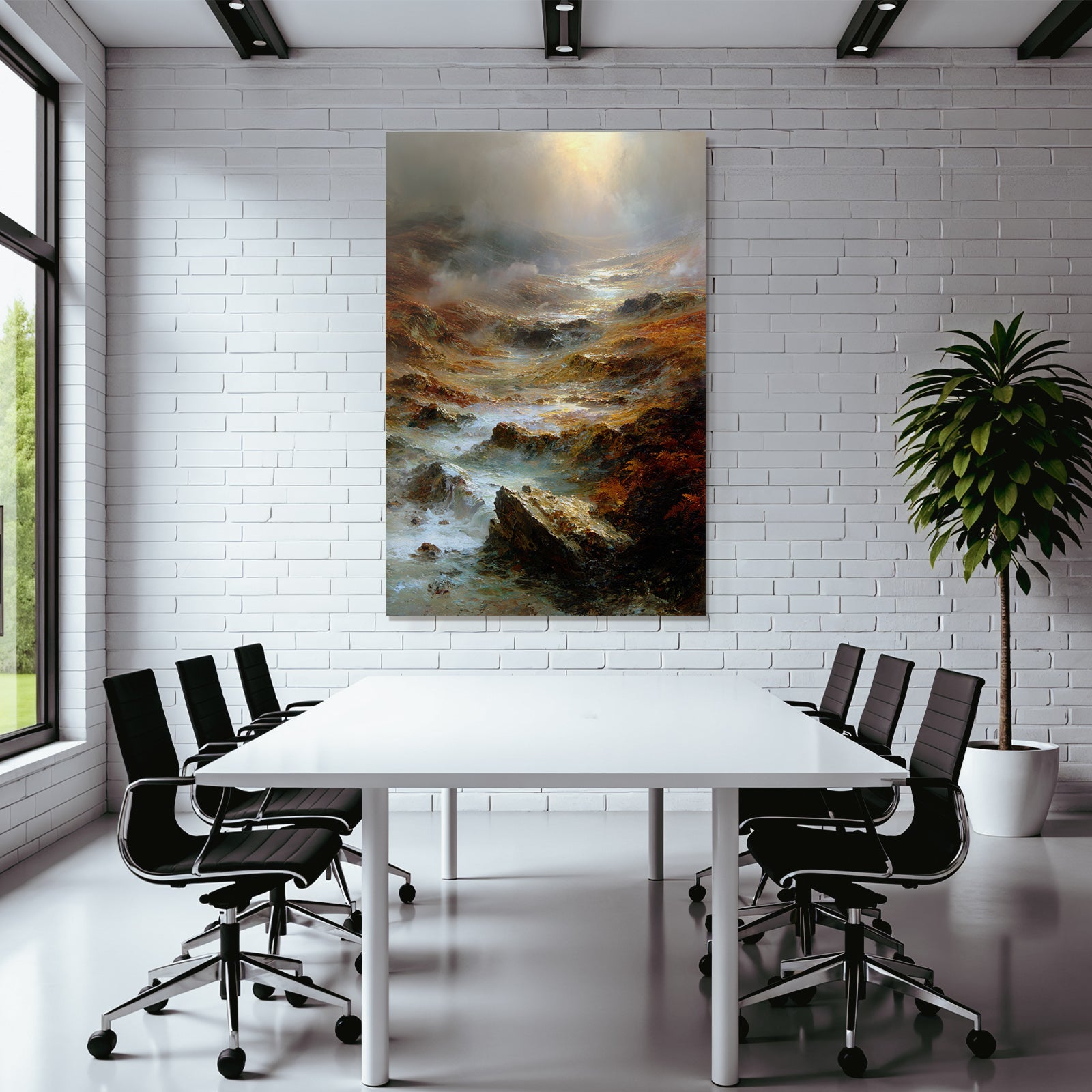 Stimmungsvolle Landschaft Mit Felsen Und Wasser Im Dämmerlicht
