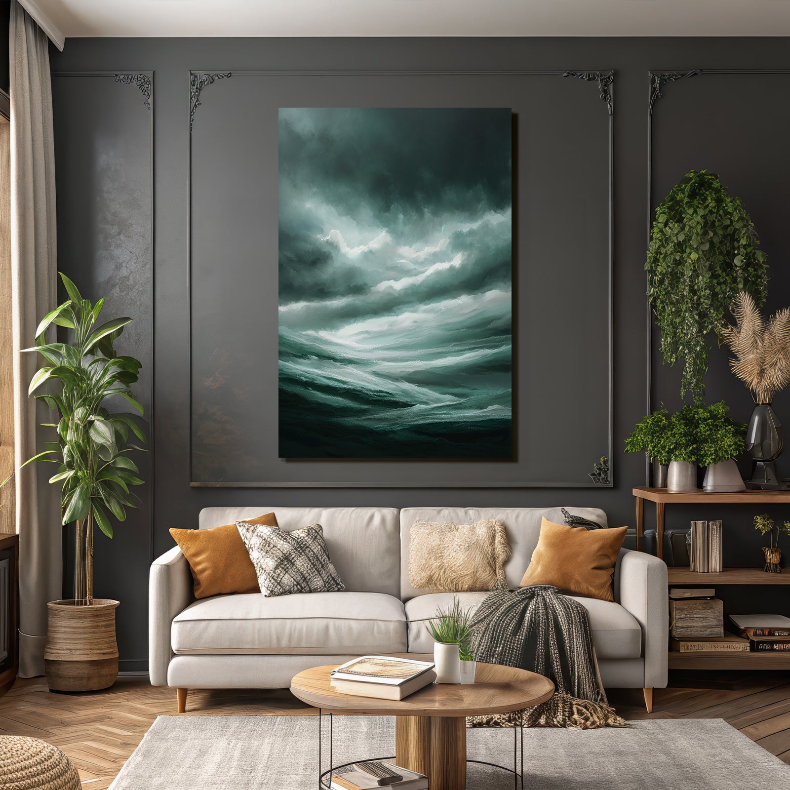 Sturmmeer Unter Dunklem Gewitterhimmel