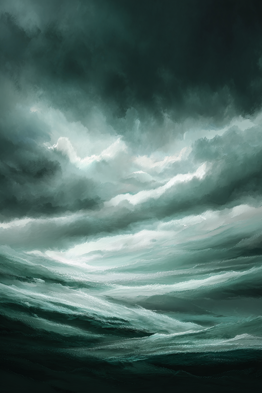 Sturmmeer Unter Dunklem Gewitterhimmel | Himmel und Wolken | Natur