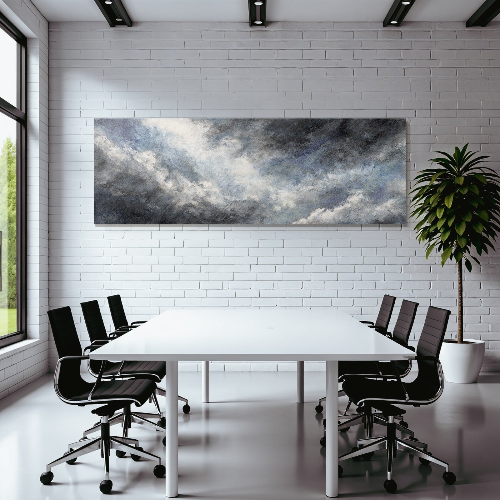 Aquarellwolken In Grau Blau Und Weiss