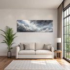 Aquarellwolken In Grau Blau Und Weiss