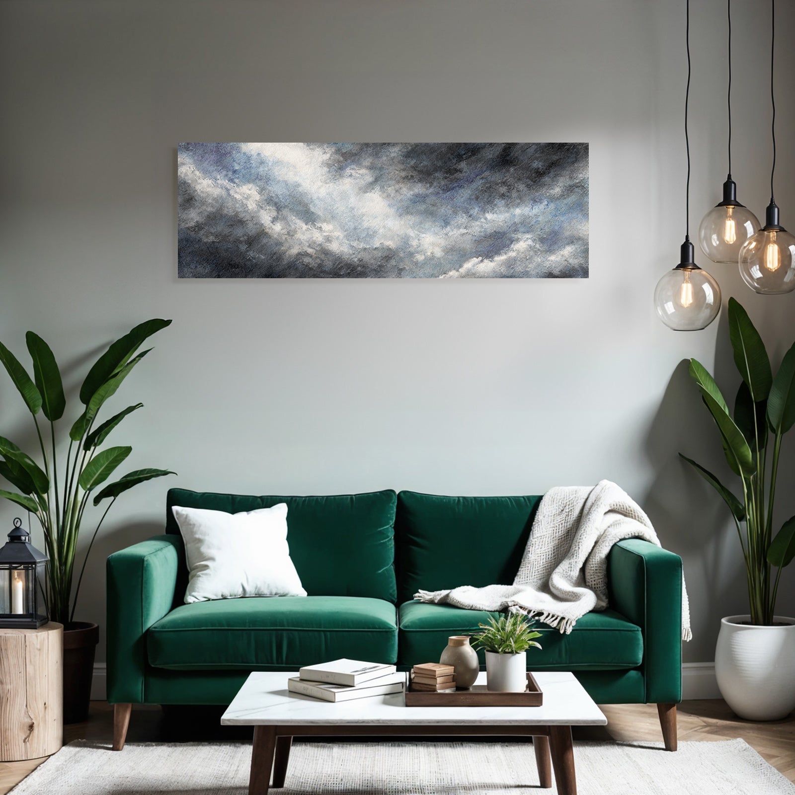 Aquarellwolken In Grau Blau Und Weiss