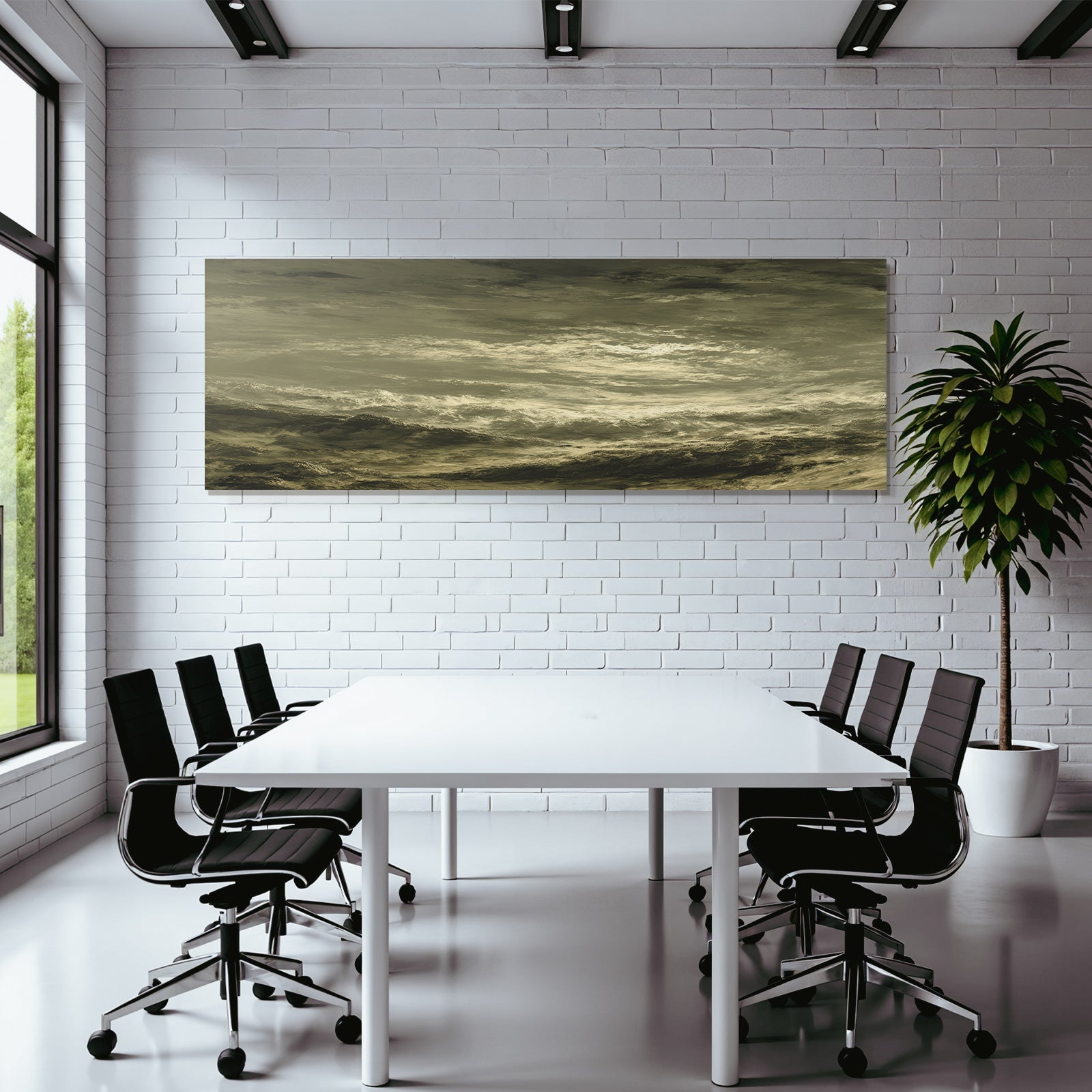 Dramatische Gebirgslandschaft Unter Turbulentem Himmel In Sepia