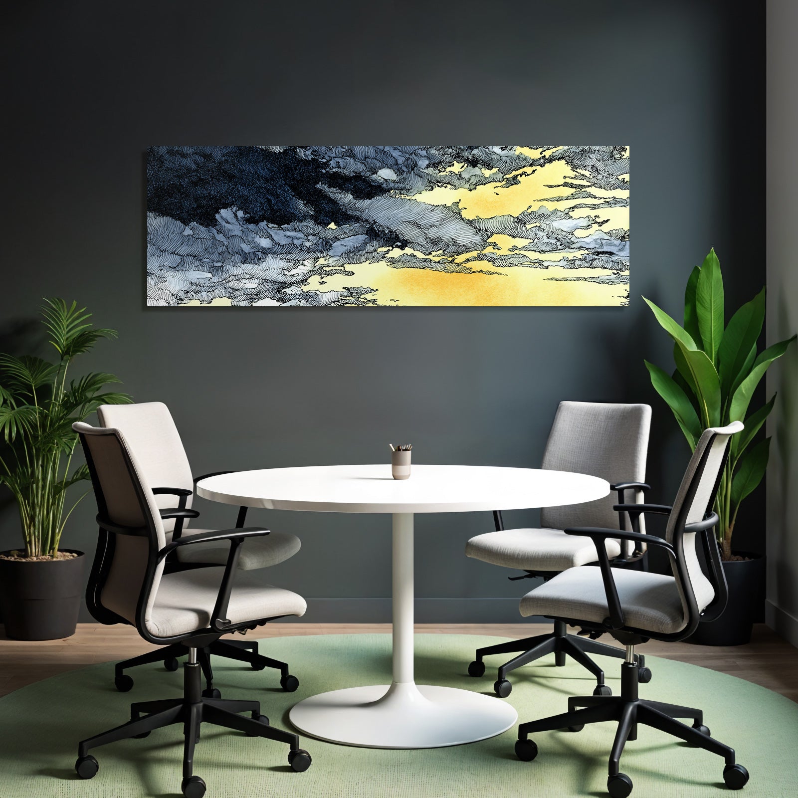 Dramatische Himmelsszene Mit Wolken In Aquarell