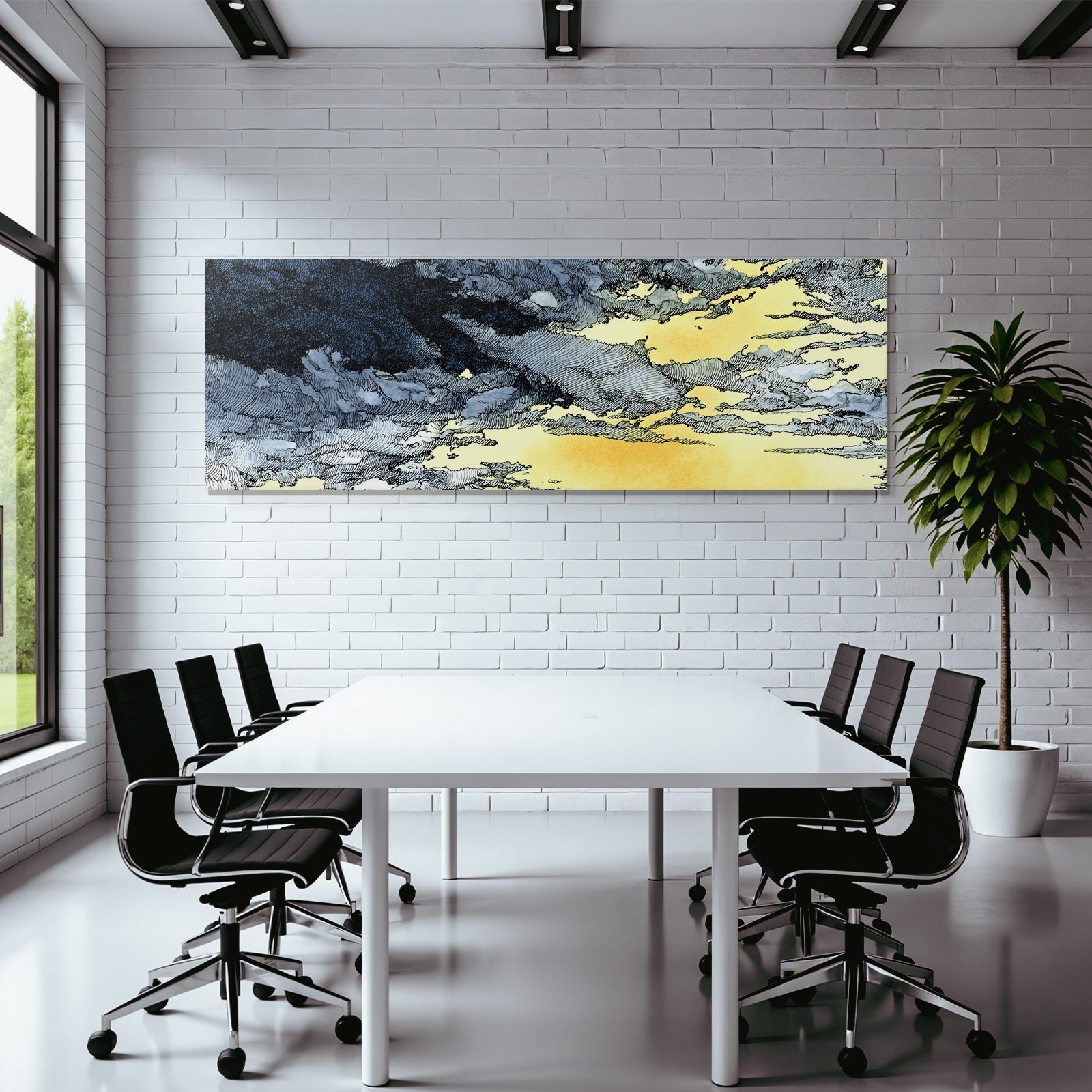 Dramatische Himmelsszene Mit Wolken In Aquarell