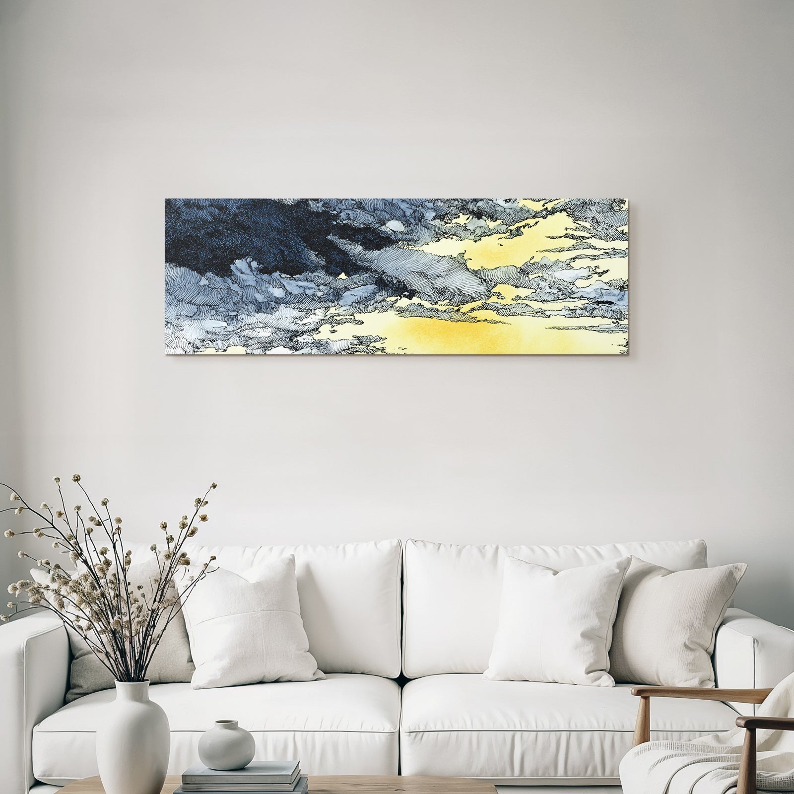Dramatische Himmelsszene Mit Wolken In Aquarell