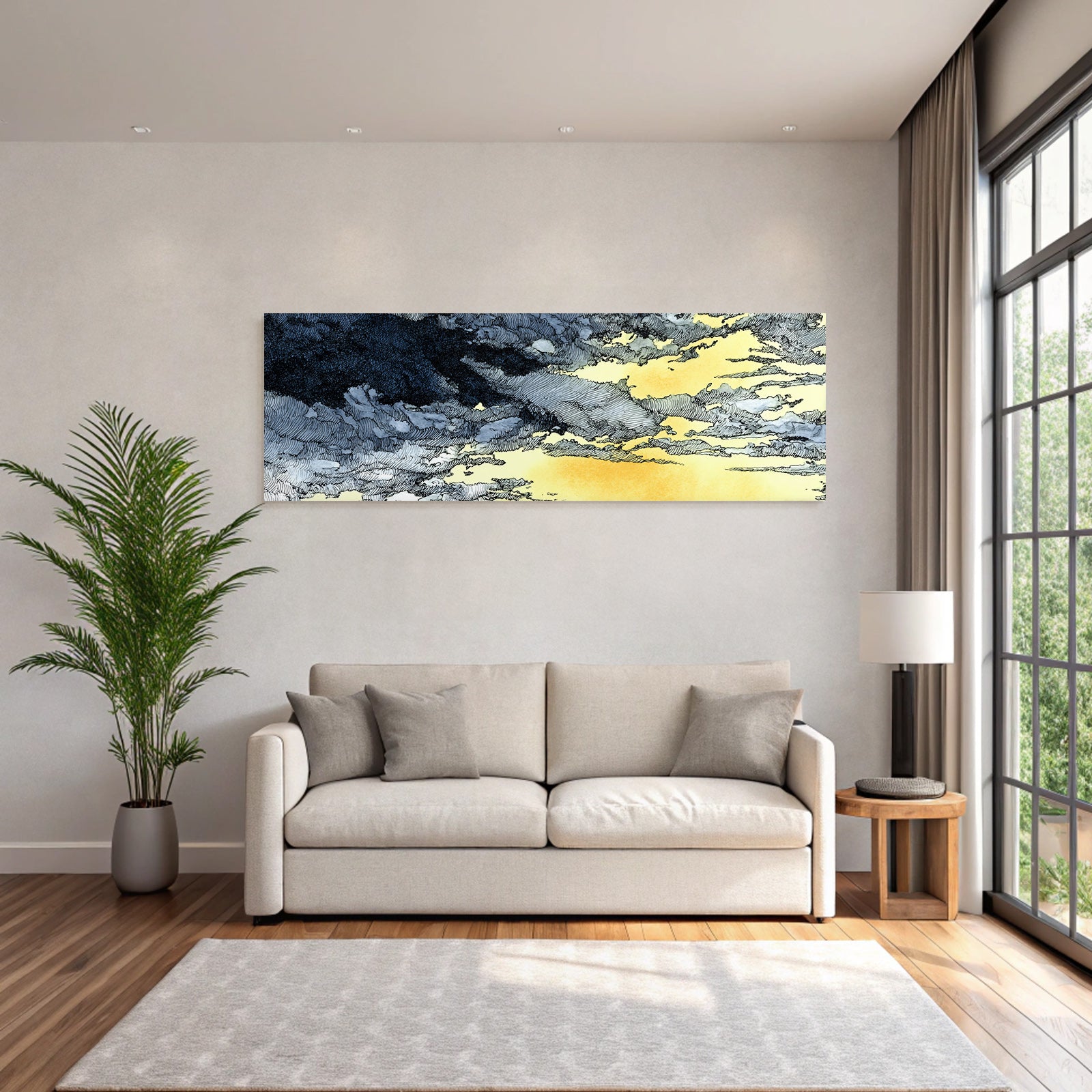 Dramatische Himmelsszene Mit Wolken In Aquarell