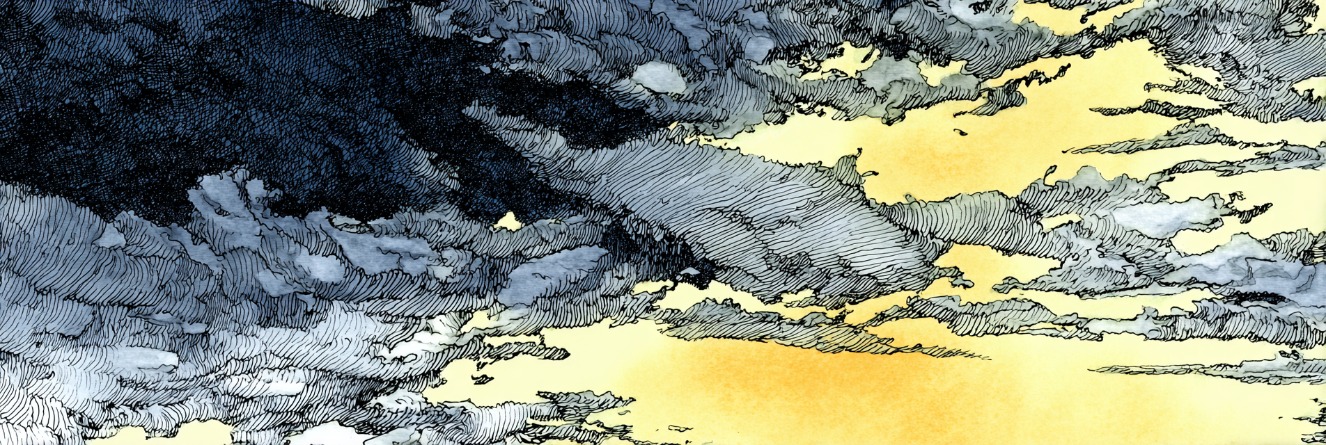 Dramatische Himmelsszene Mit Wolken In Aquarell | Himmel und Wolken | Natur