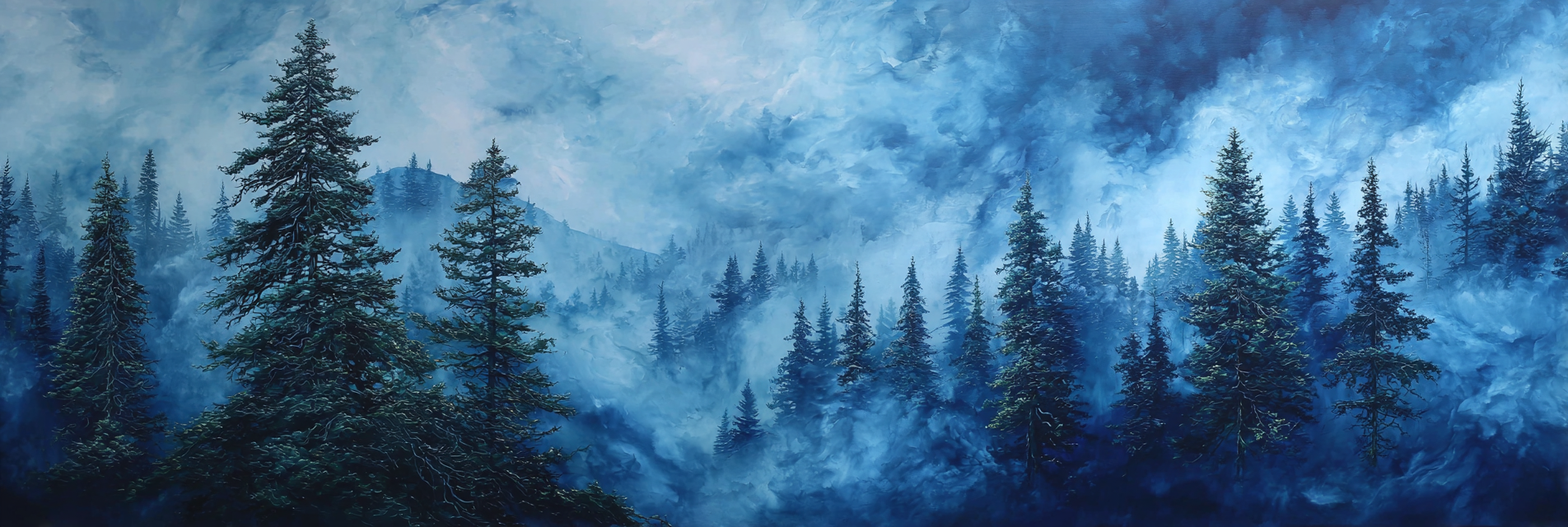 Malerische Neblige Waldlandschaft | Himmel und Wolken | Natur