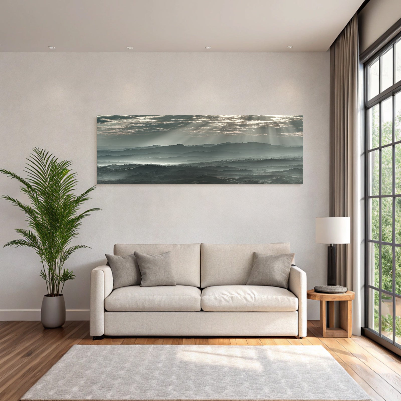 Neblige Berglandschaft Mit Lichtdurchbruch