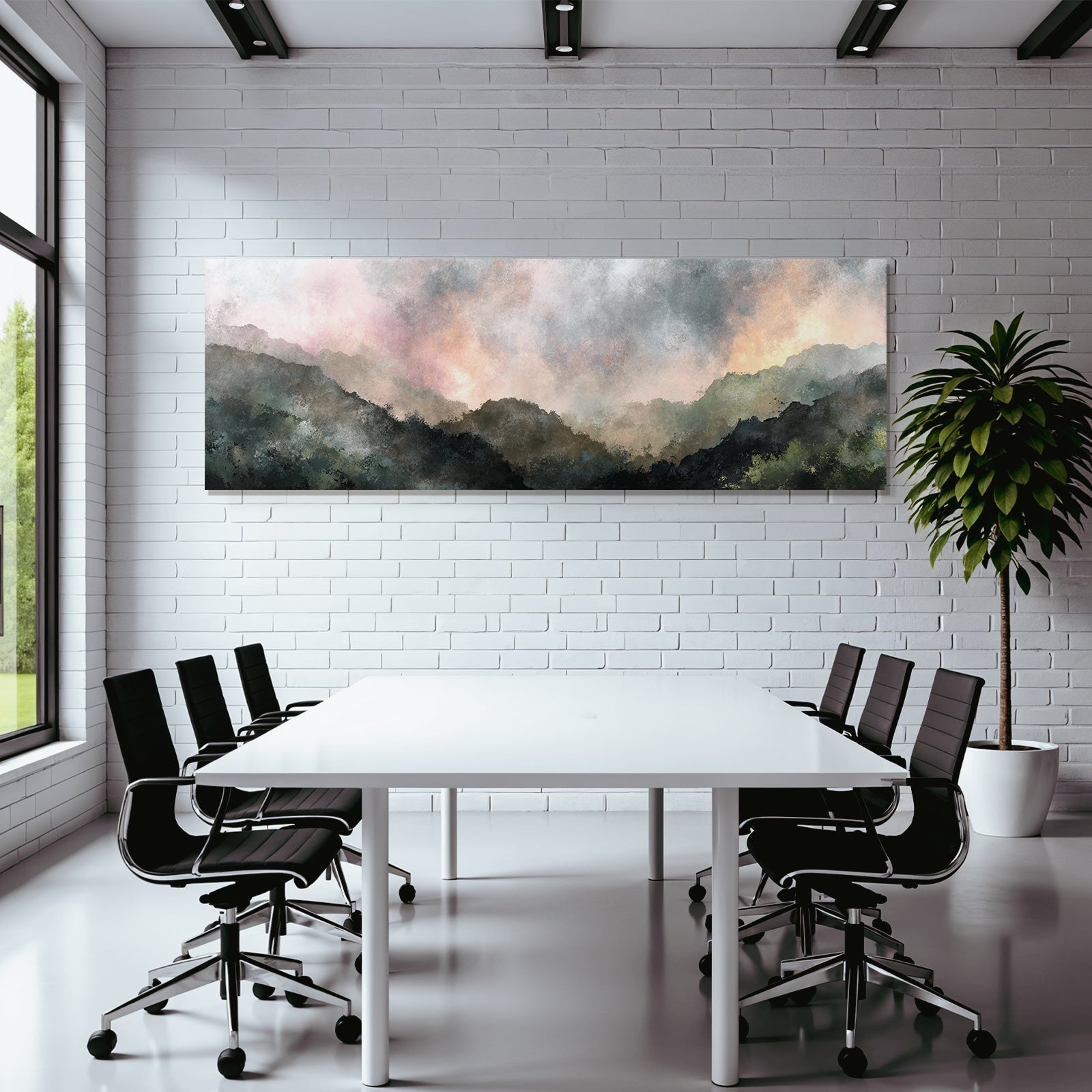 Sanfte Berglandschaft Bei Dämmerung Wasserfarben