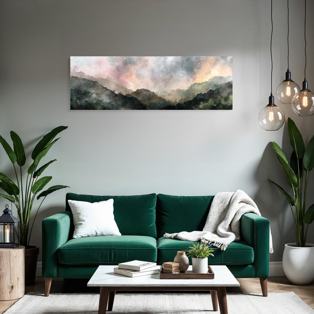 Sanfte Berglandschaft Bei Dämmerung Wasserfarben