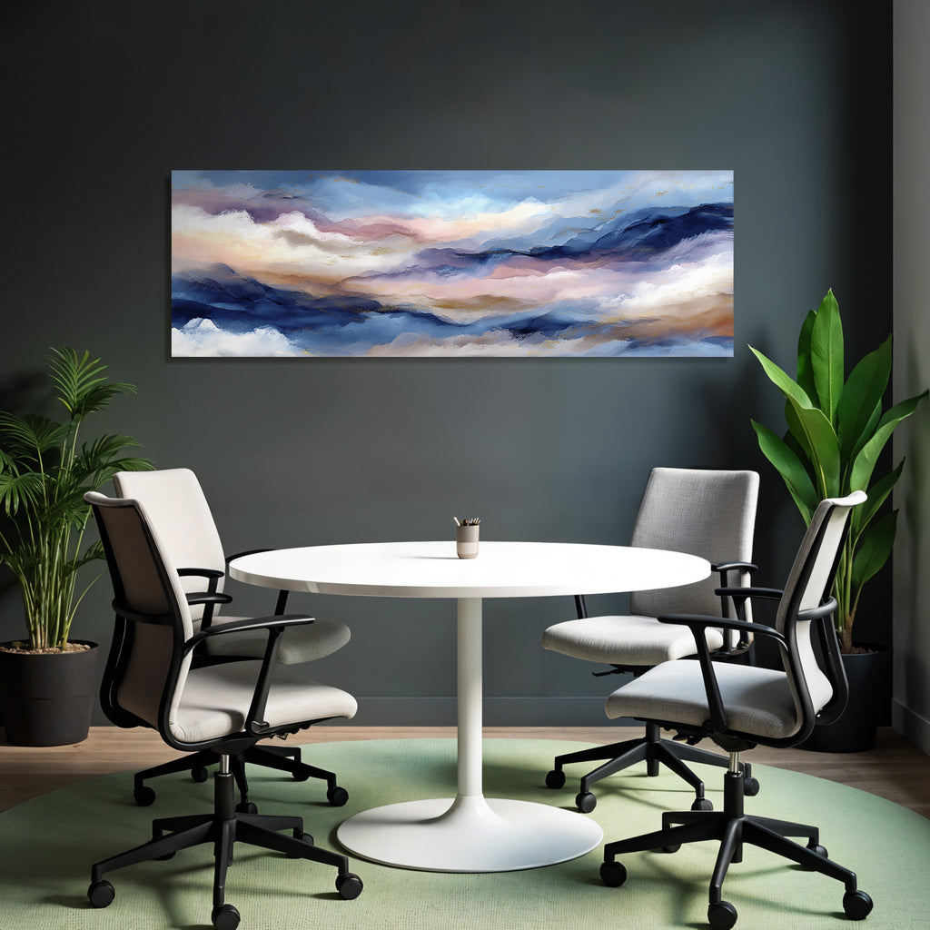 Traumhafte Abstrakte Landschaft In Blau Rosa Und Creme