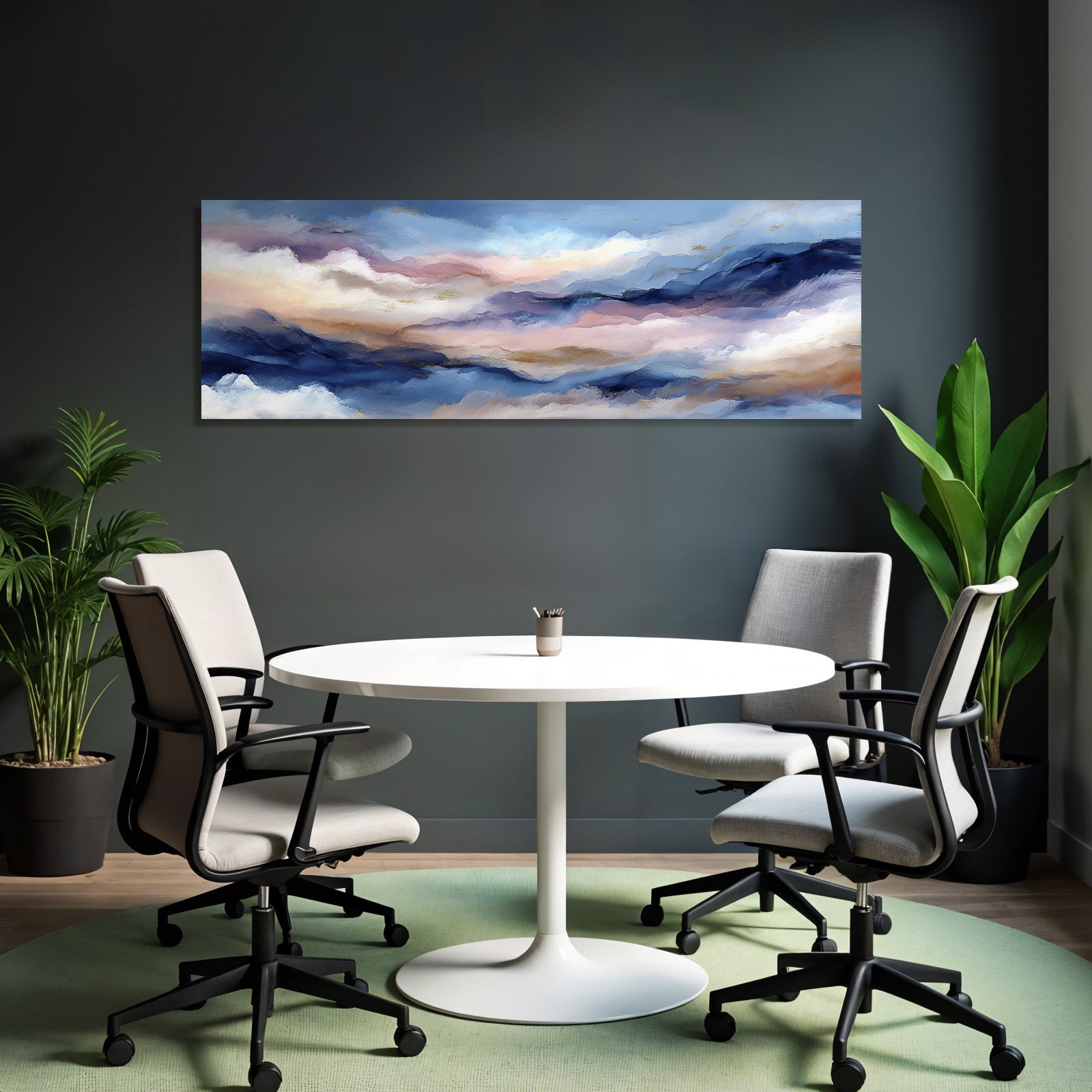 Traumhafte Abstrakte Landschaft In Blau Rosa Und Creme