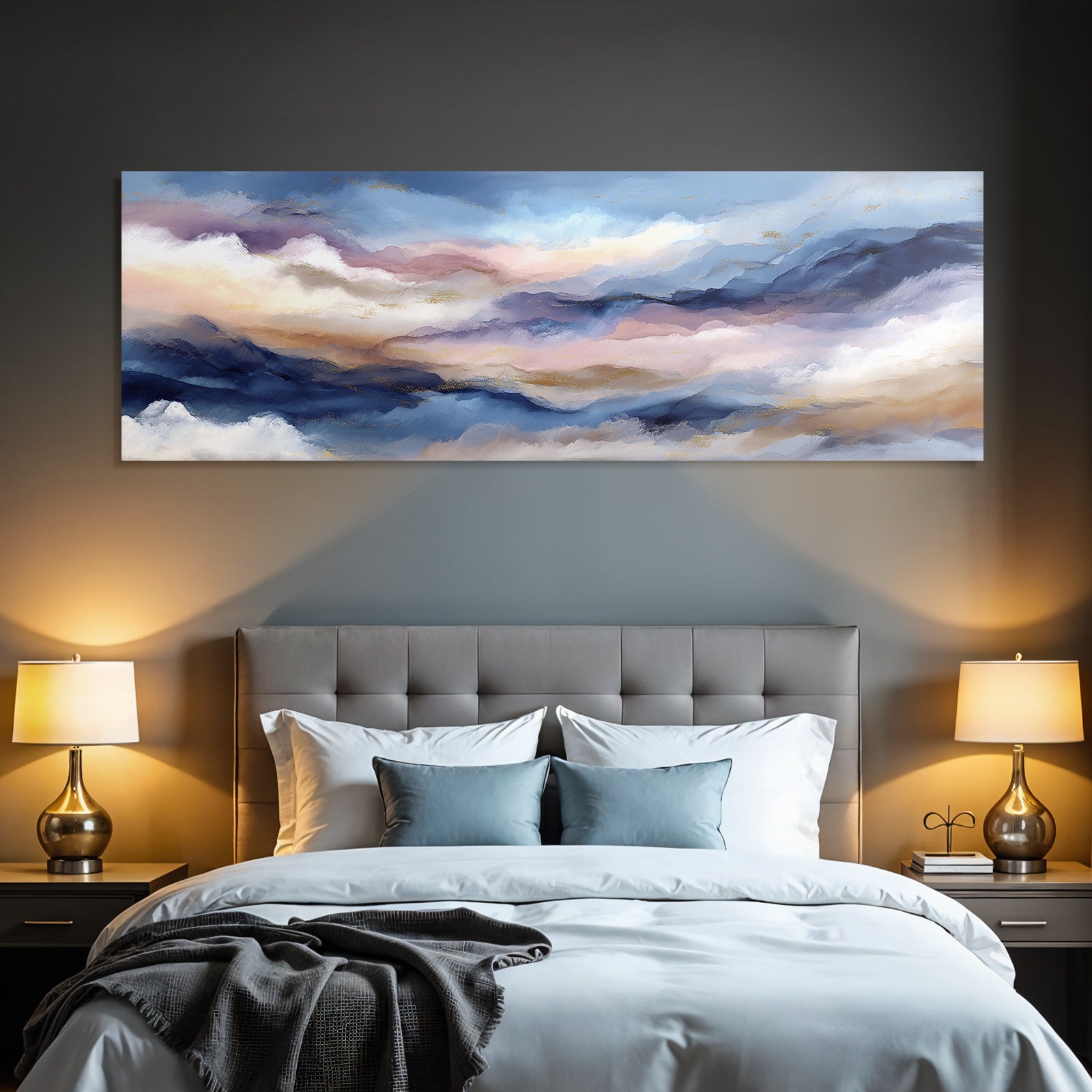 Traumhafte Abstrakte Landschaft In Blau Rosa Und Creme