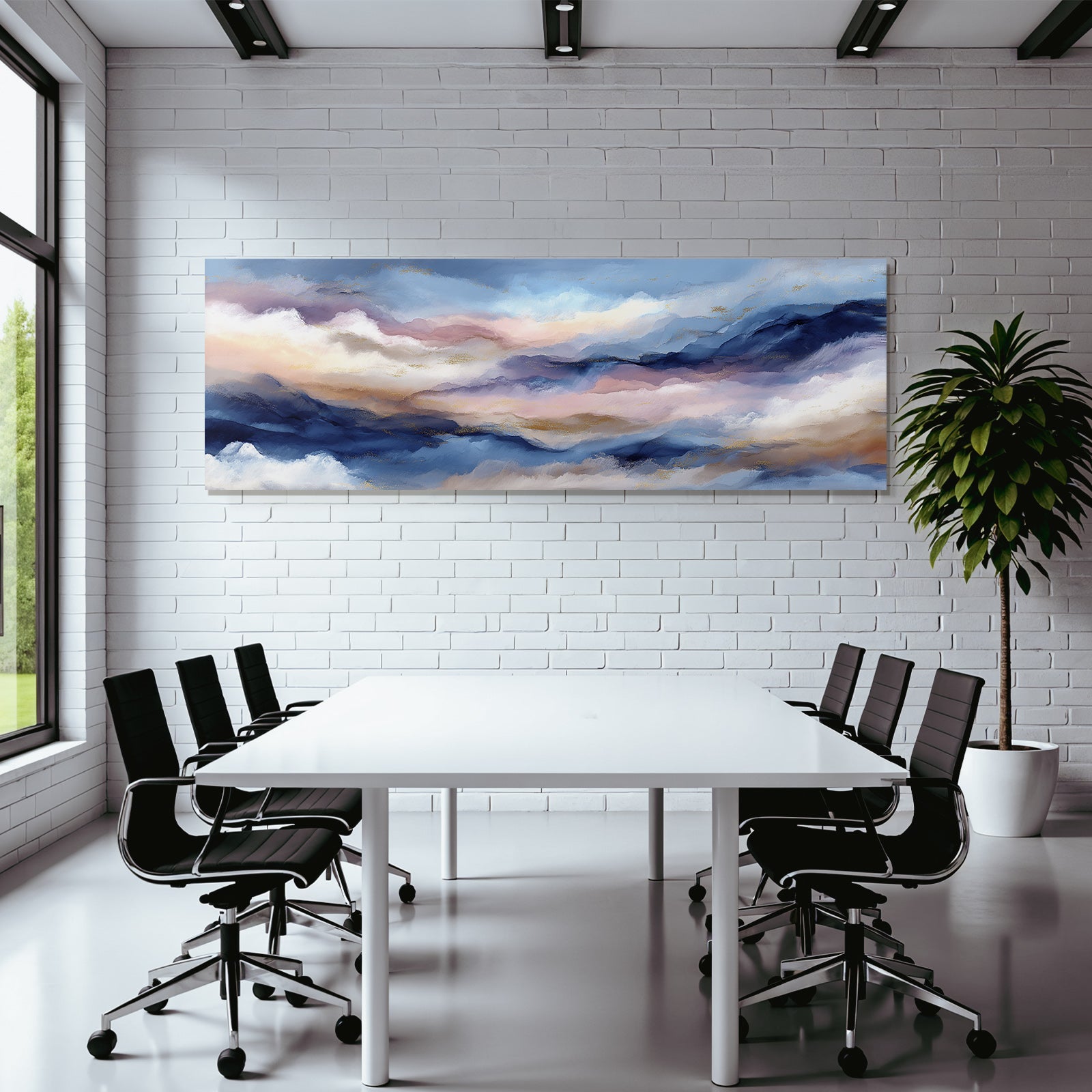 Traumhafte Abstrakte Landschaft In Blau Rosa Und Creme