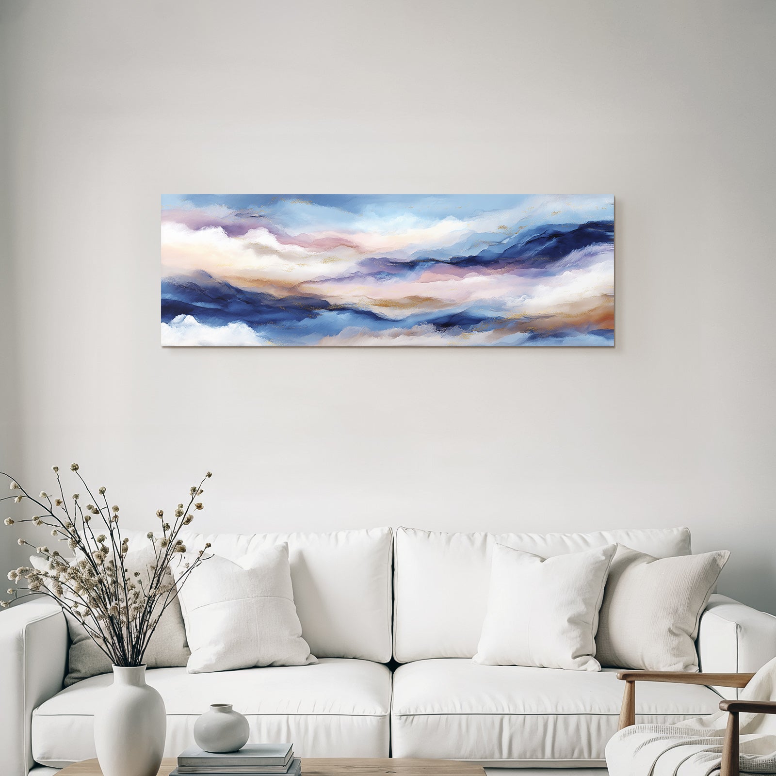 Traumhafte Abstrakte Landschaft In Blau Rosa Und Creme