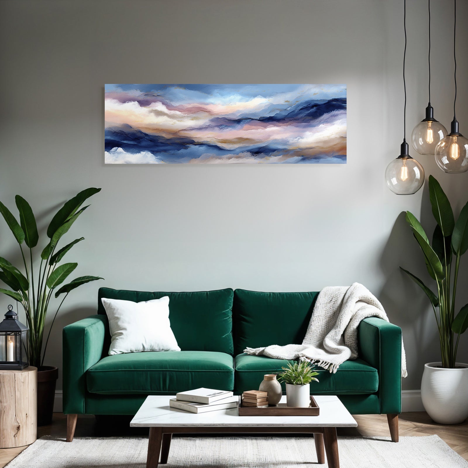 Traumhafte Abstrakte Landschaft In Blau Rosa Und Creme