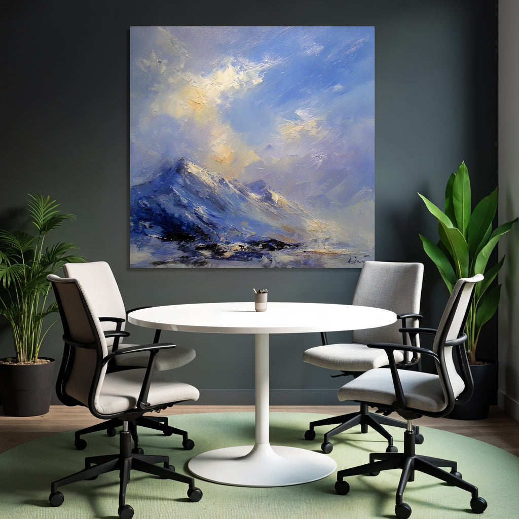 Abstrakte Berglandschaft In Blau Und Hellen Farben