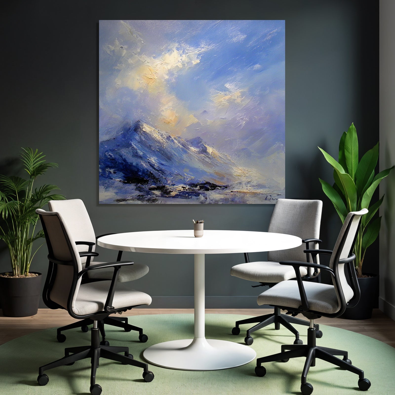 Abstrakte Berglandschaft In Blau Und Hellen Farben