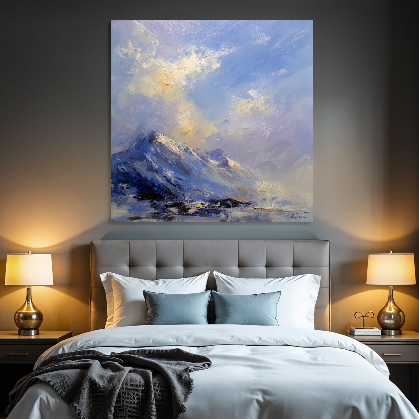 Abstrakte Berglandschaft In Blau Und Hellen Farben