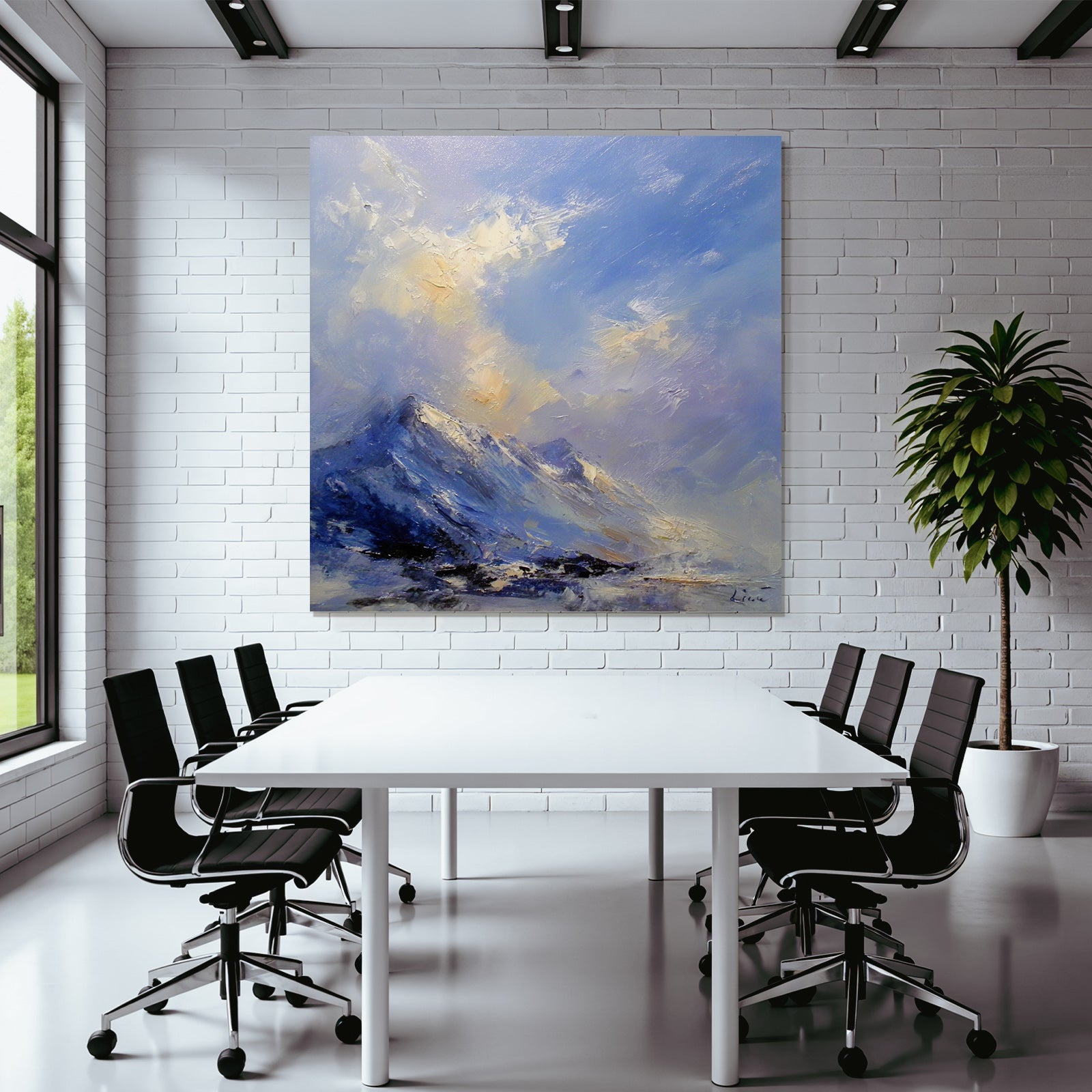 Abstrakte Berglandschaft In Blau Und Hellen Farben