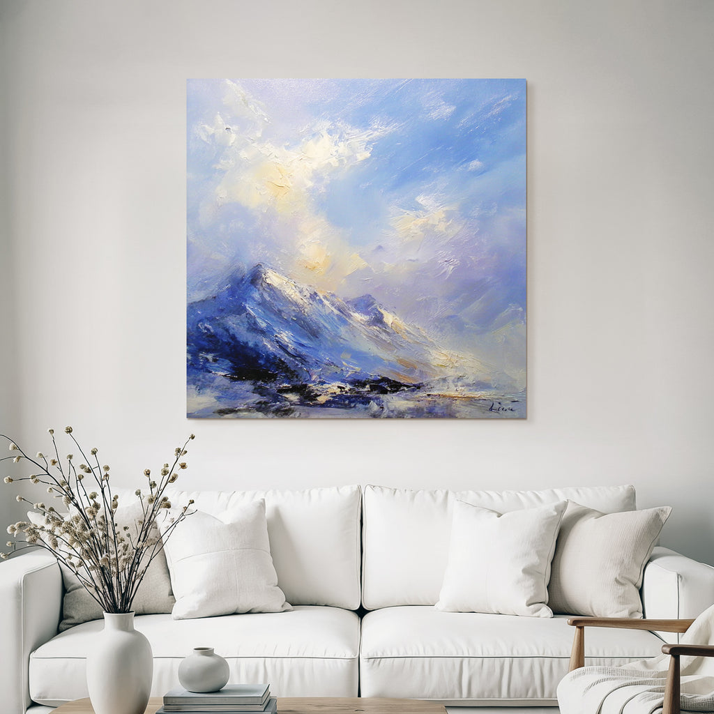 Abstrakte Berglandschaft In Blau Und Hellen Farben