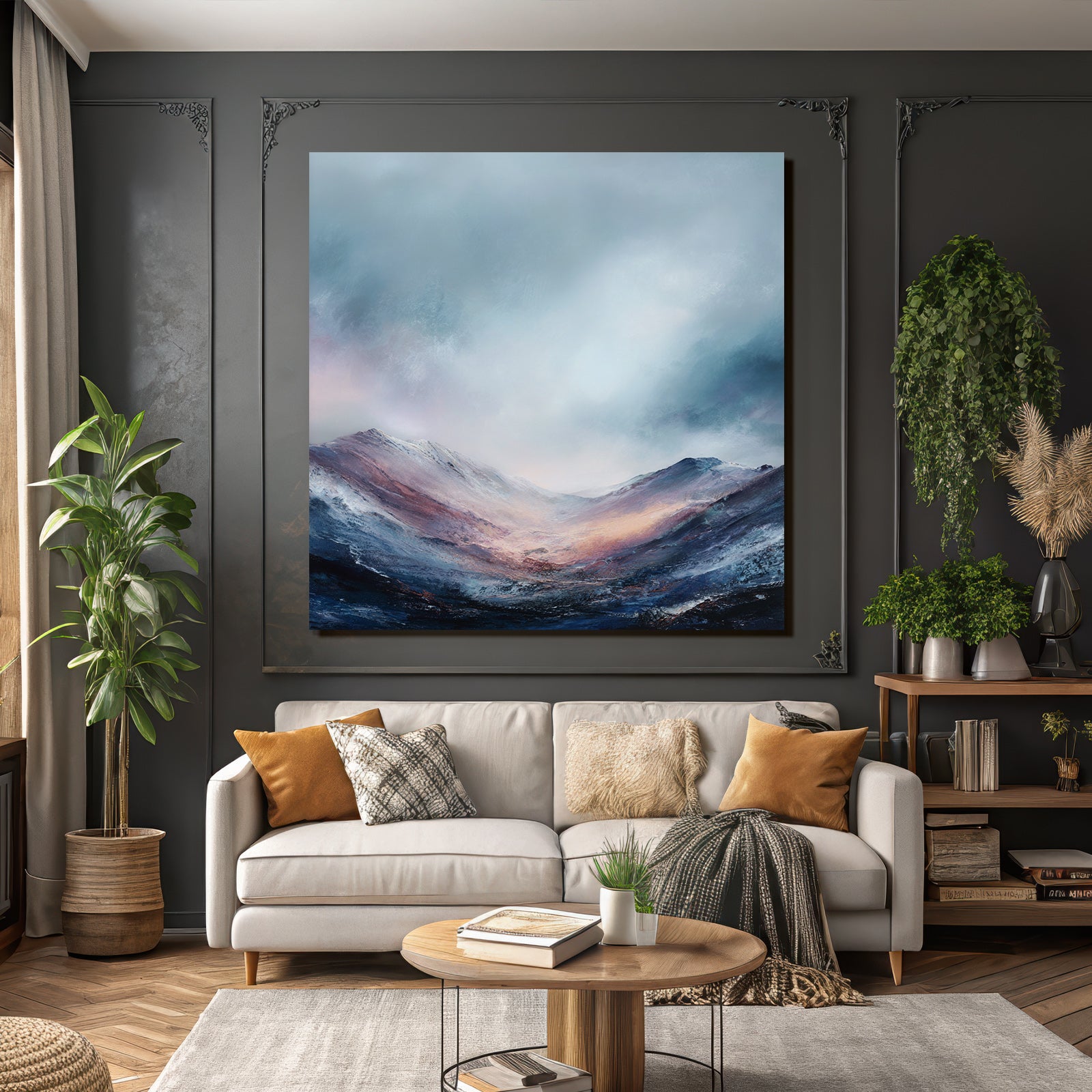 Abstrakte Gebirgslandschaft Mit Dramatischem Himmel