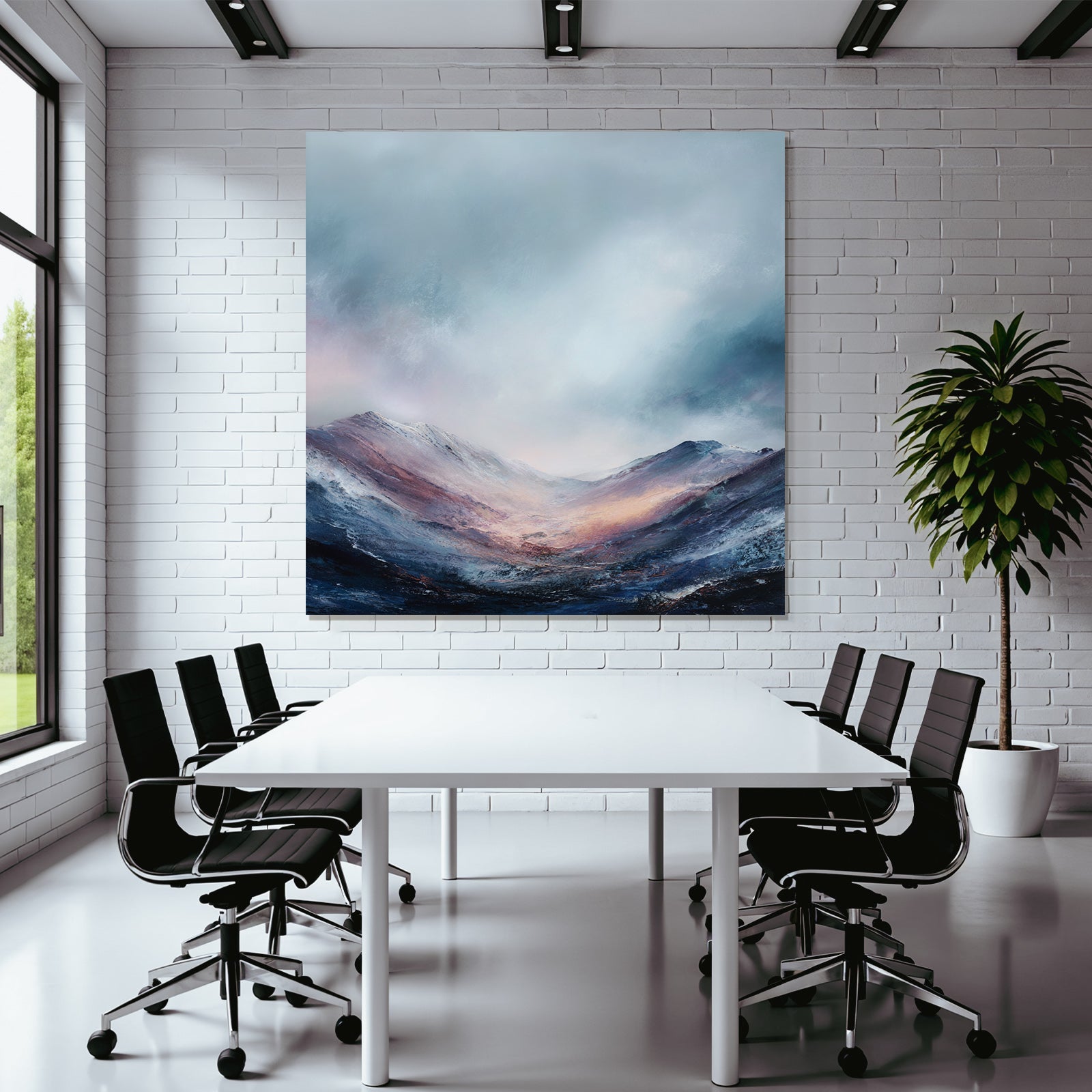 Abstrakte Gebirgslandschaft Mit Dramatischem Himmel