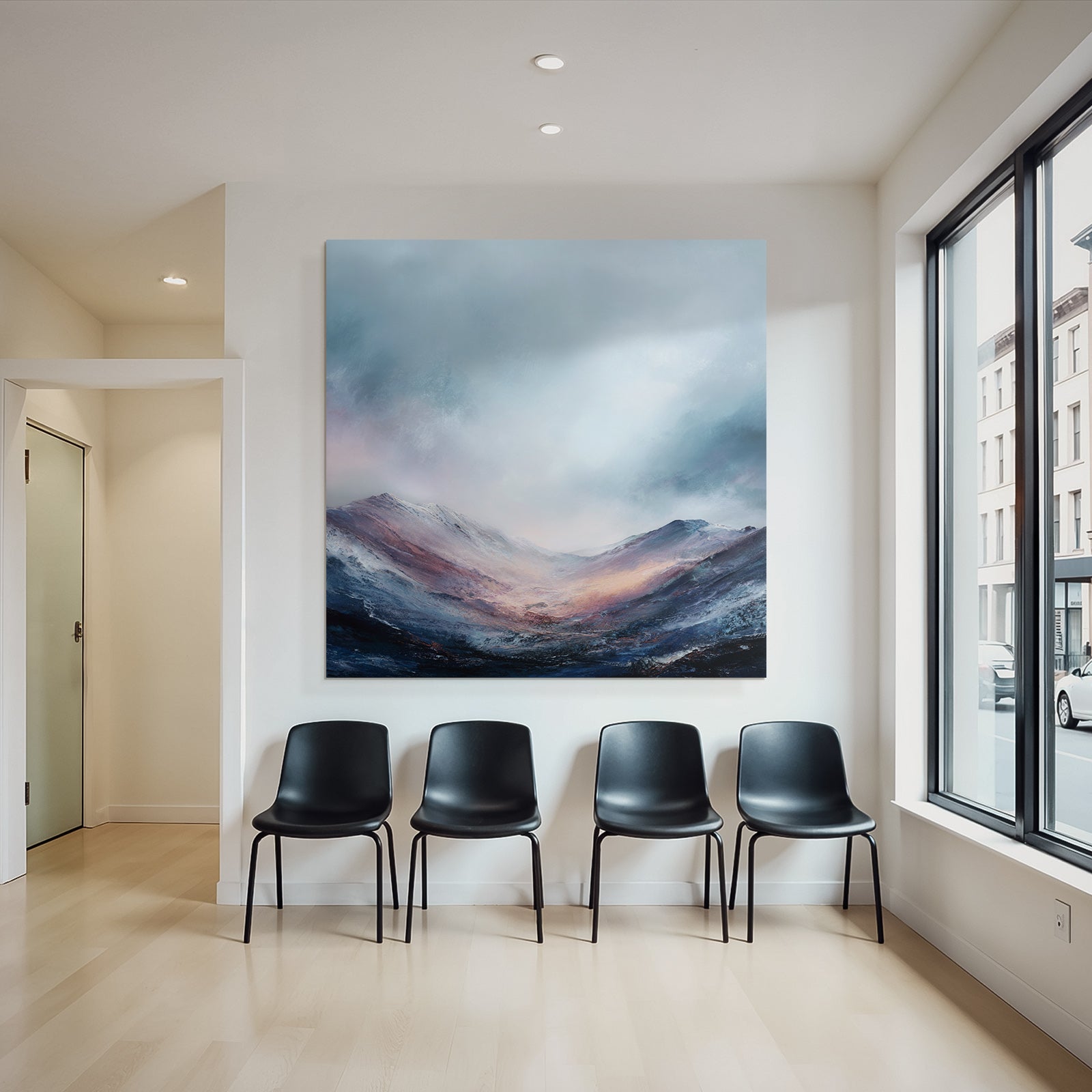 Abstrakte Gebirgslandschaft Mit Dramatischem Himmel