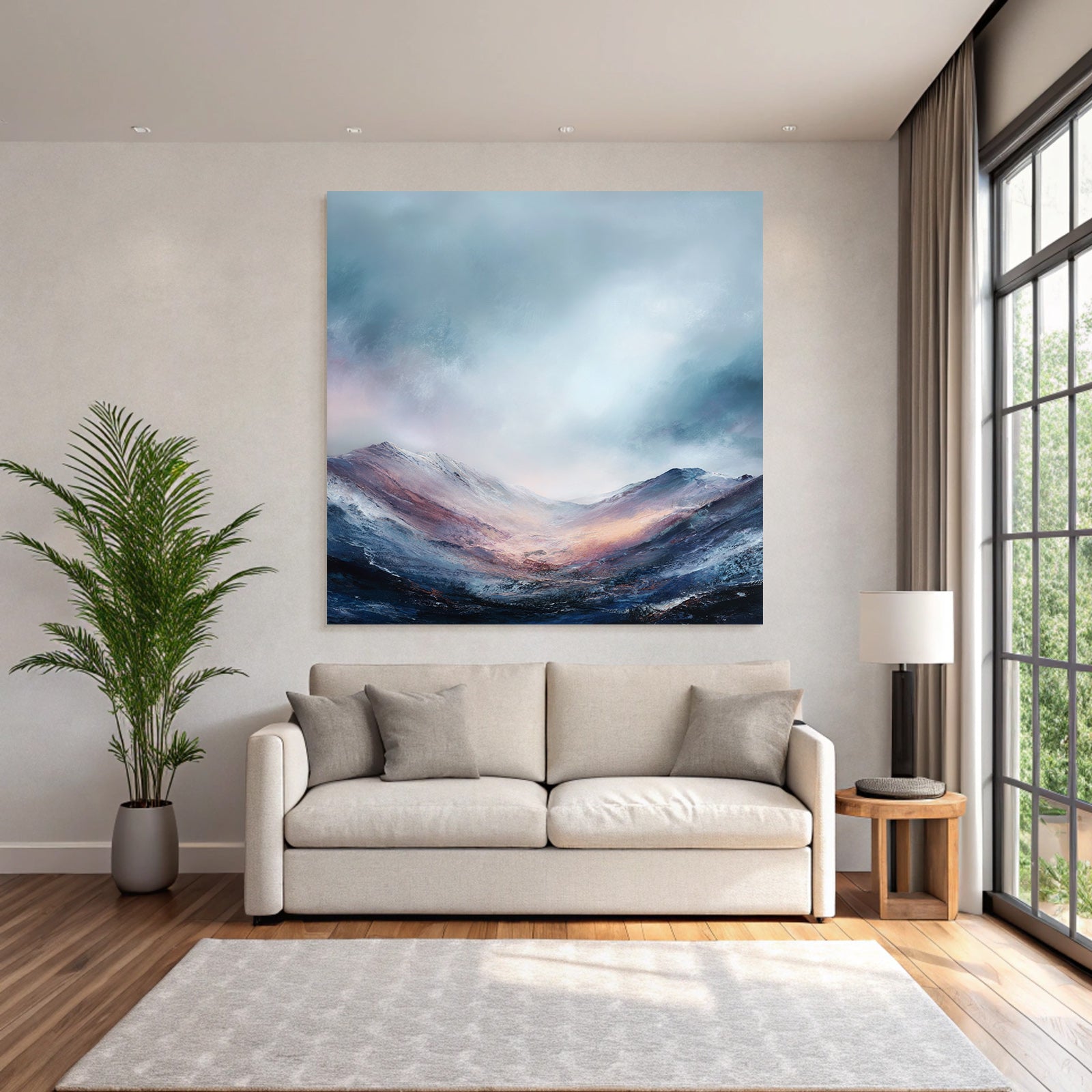 Abstrakte Gebirgslandschaft Mit Dramatischem Himmel
