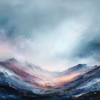 Abstrakte Gebirgslandschaft Mit Dramatischem Himmel | Himmel und Wolken | Natur