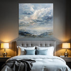 Abstrakte Landschaft Mit Wolkenhimmel Und Sanften Farbtupfern