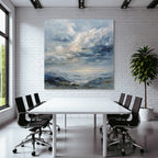 Abstrakte Landschaft Mit Wolkenhimmel Und Sanften Farbtupfern