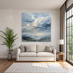 Abstrakte Landschaft Mit Wolkenhimmel Und Sanften Farbtupfern